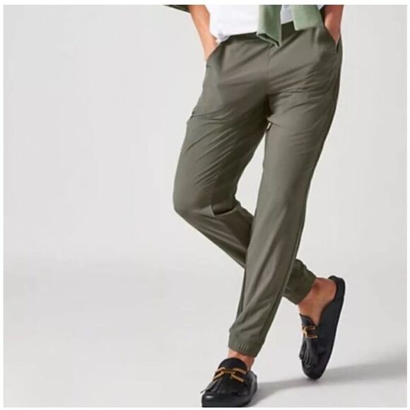 EXCELLENT CONDITION WOMEN’S SIZE 6 ATHLETA TEXTURED BROOKLYN JOGGER GREEN PANTS - Picture 7 of 11